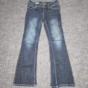 DECREE Women's Size 9 Dark Wash Flared Jeans Embroidered Pockets